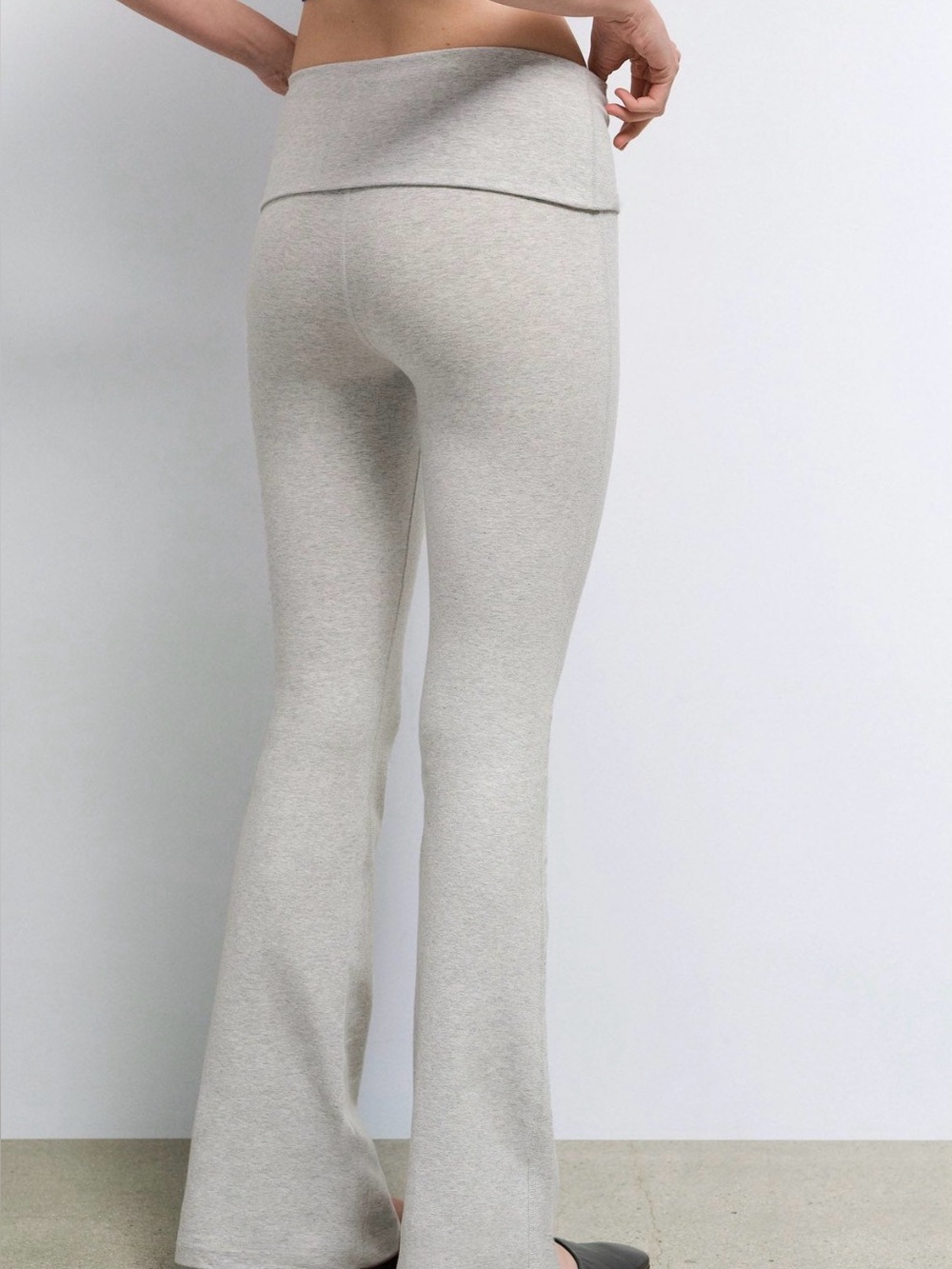 Y2K style NOBO Light Gray Wide-Leg Fold-Over Low Waist Pants